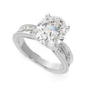 4 Carat VS1 D Lab Grown Diamond Solitaire Oval Ring